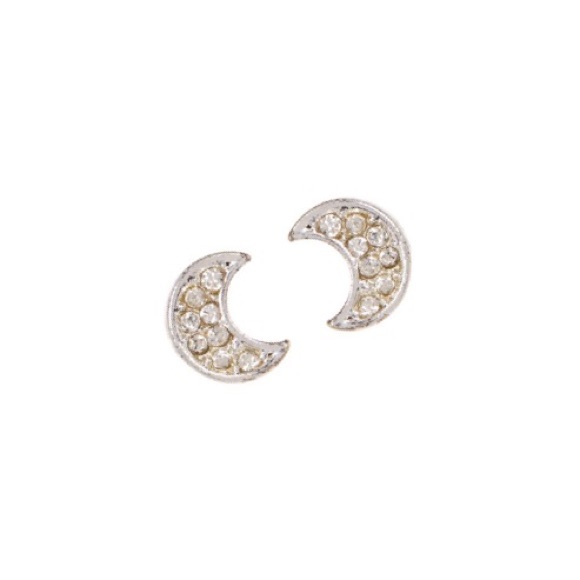 Loren Olivia Jewelry - new Loren Olivia ☾ Pave Crystal Crescent Stud Earrings ☾ Silver Plated Post Back